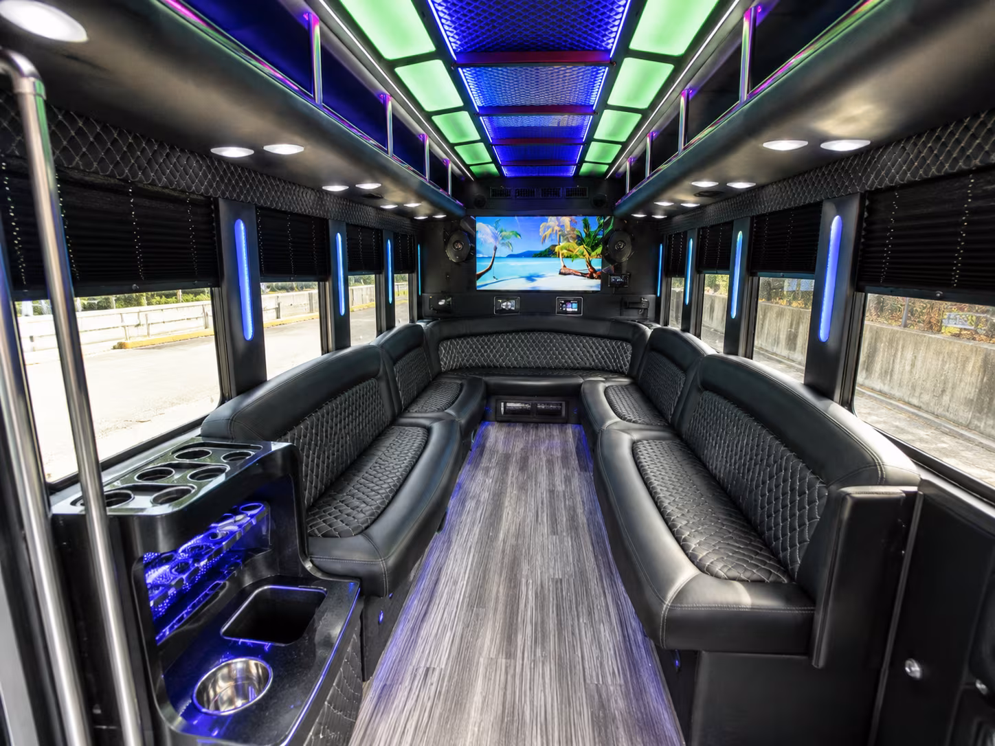staten island 18 passenger party bus inside