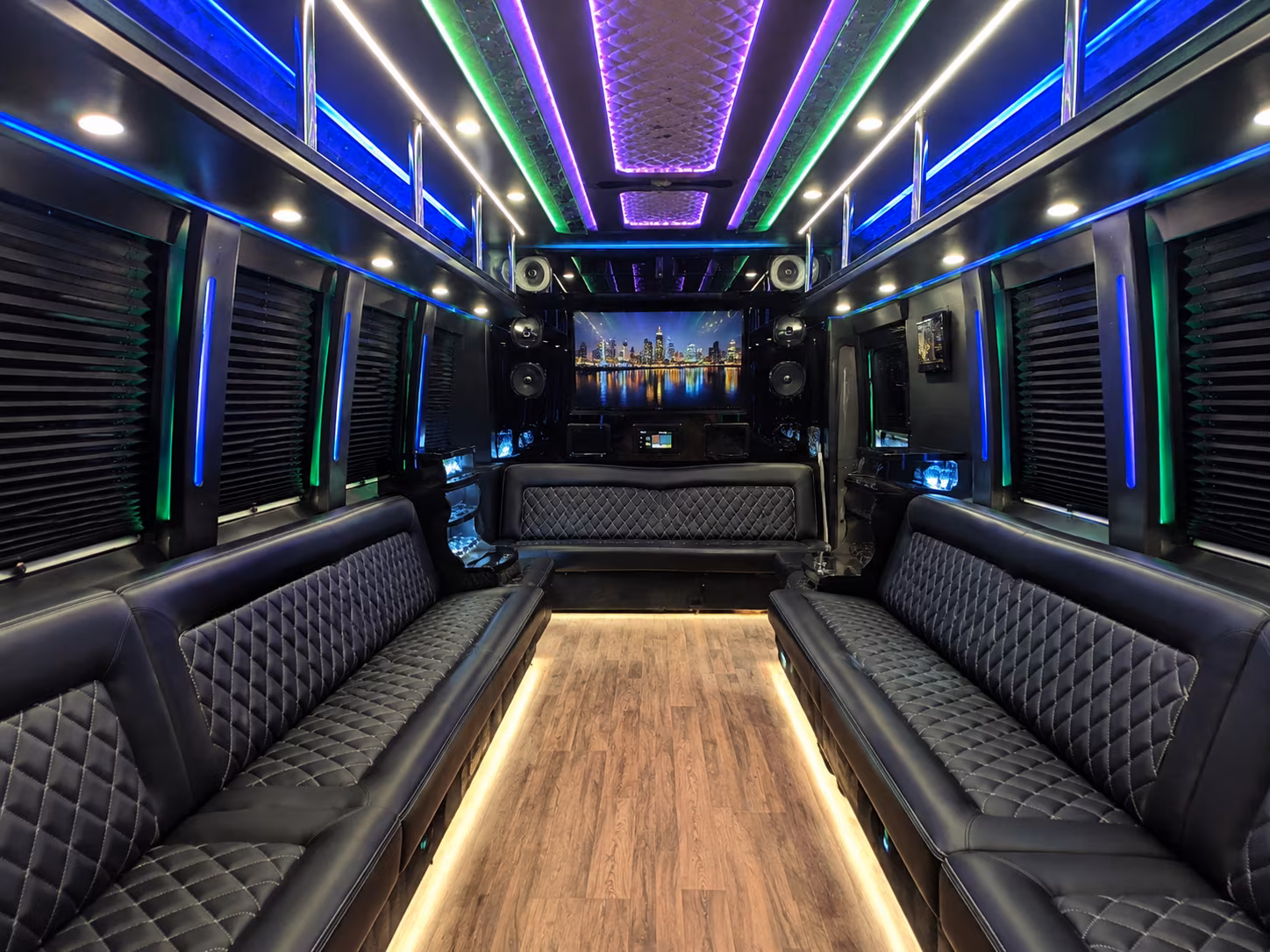 staten island 25 passenger party bus interior